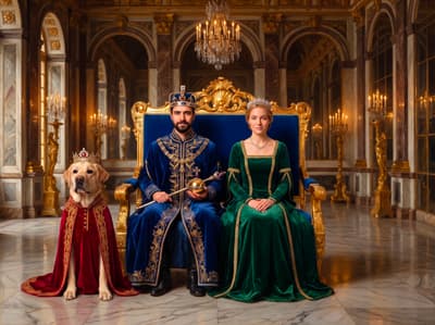 Labrador Royal Monarch Royal Household Multi-Pet Portrait Art Ideas | Fabled Paws