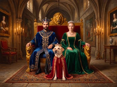 Labrador Royal Monarch Noble Court Multi-Pet Portrait Art Ideas | Fabled Paws