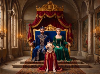 Labrador Royal Monarch Multi-Pet Portrait Art Ideas | Fabled Paws