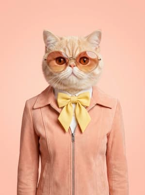 The Peach Suede Visionary - Orange Tabby Retro Fashion Portrait | Fabled Paws