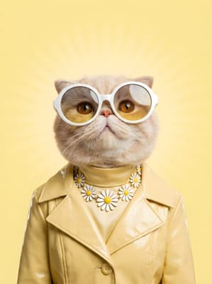 The Buttercup Vinyl Socialite - Persian Pop Art Portrait | Fabled Paws