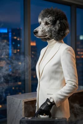 The Alabaster Visionary - Poodle Executive Portrait | Fabled Paws