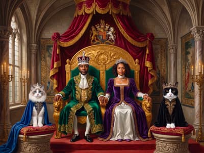 Ragdoll & Shorthair Monarch Multi-Pet Portrait Art Ideas | Fabled Paws