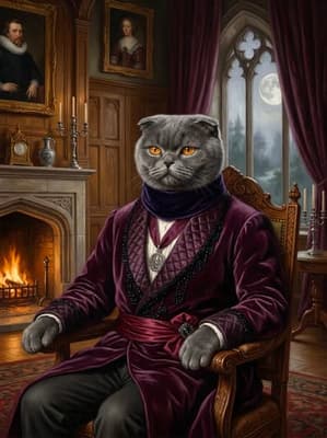 Scottish Fold Nocturnal Aristocrat Grand Duke - Noble Art Lookbook | Fabled Paws
