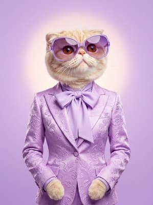 The Lilac Lace Luminary - Scottish Fold Retro Fashion Portrait | Fabled Paws