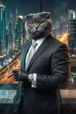 The Midnight Chronograph Mogul - Scottish Fold Executive Portrait | Fabled Paws