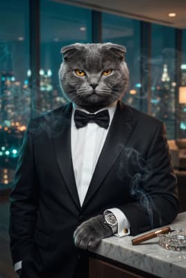 The Amber-Eyed Mogul - Scottish Fold Corporate Portrait | Fabled Paws