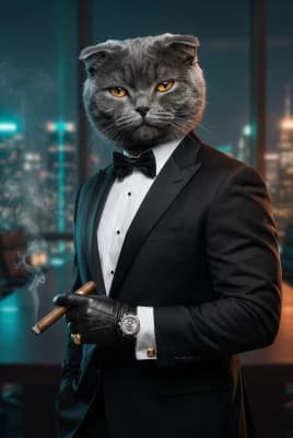 The Onyx Glove Visionary - Scottish Fold Executive Portrait | Fabled Paws