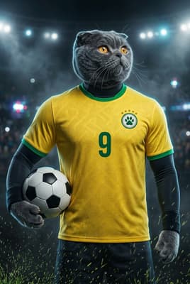 The Match-Winning Champion - Scottish Fold Custom Soccer Portrait | Match Day Soccer Season