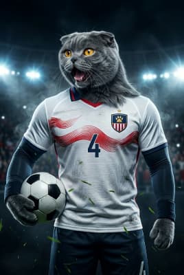The Match-Winning Champion - Scottish Fold Custom Soccer Portrait | Soccer Season