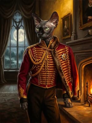 Sphynx Nocturnal Aristocrat Imperial Hussar - Legend Pet Art Lookbook | Fabled Paws