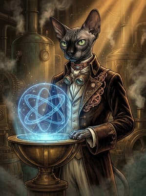 The Gear-Stitched Artificer - Sphynx Portrait | Fabled Paws