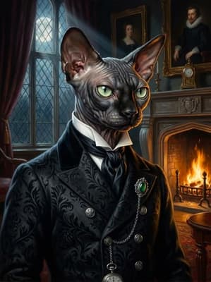 Sphynx The Nocturnal Aristocrat Victorian Earl - The Legend Pet Art Lookbook | Fabled Paws