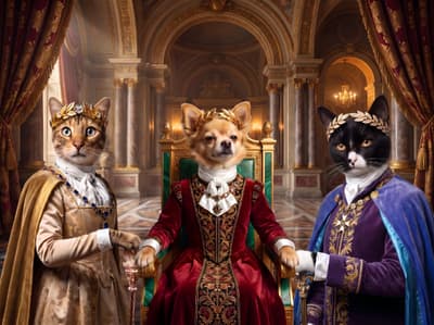 The Royal Purple Chancellor - Tuxedo Cat Portrait | Fabled Paws