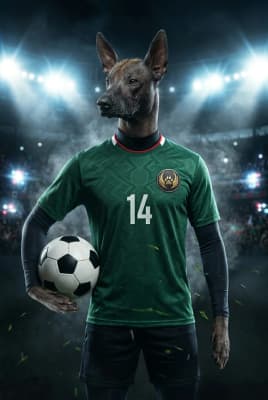 The Immortal Legend - Xoloitzcuintli Custom Soccer Portrait | Match Day Soccer Season